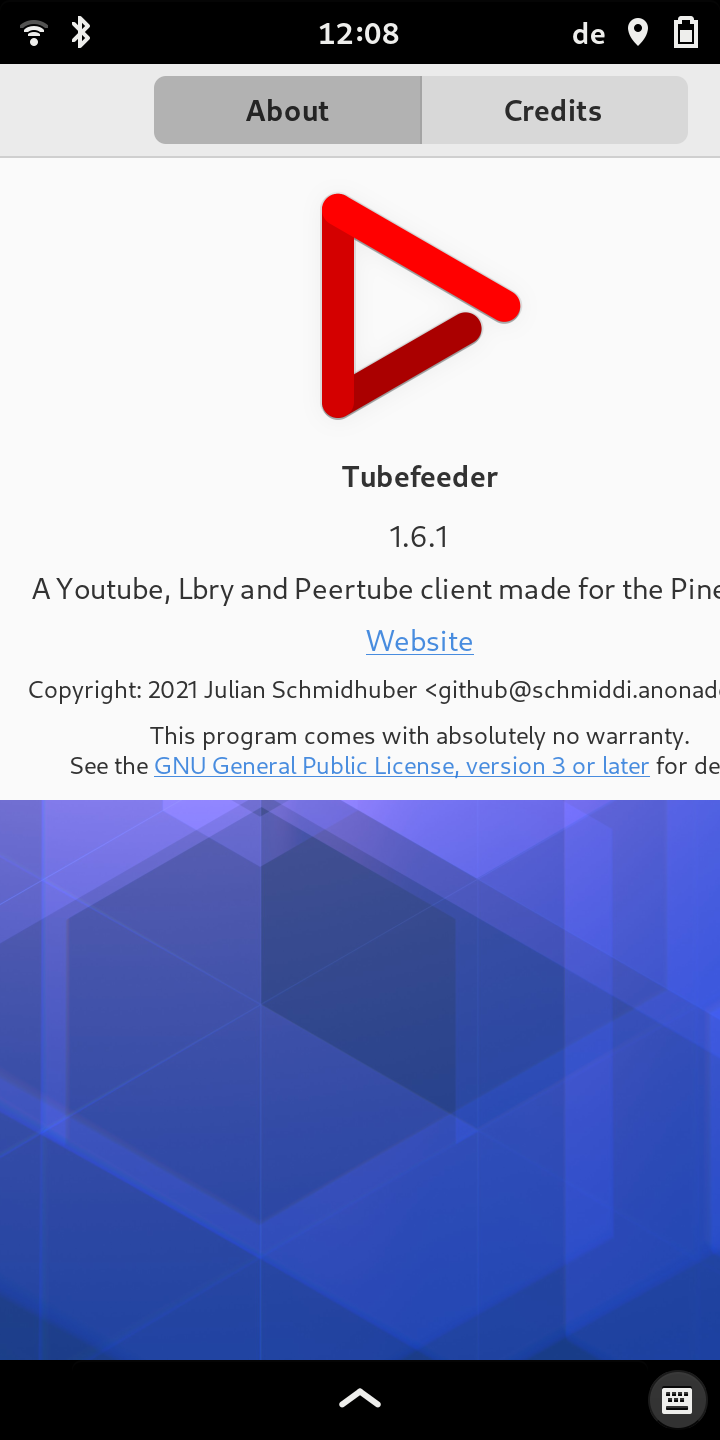 Screenshot of Tubefeeder