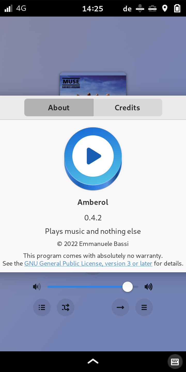 Screenshot of Amberol