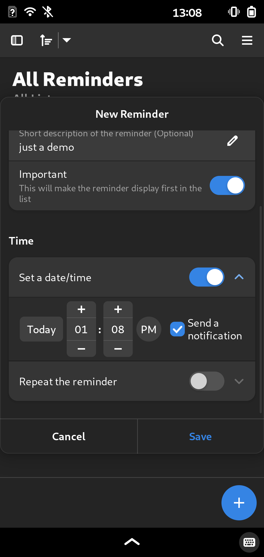 Screenshot of Reminders