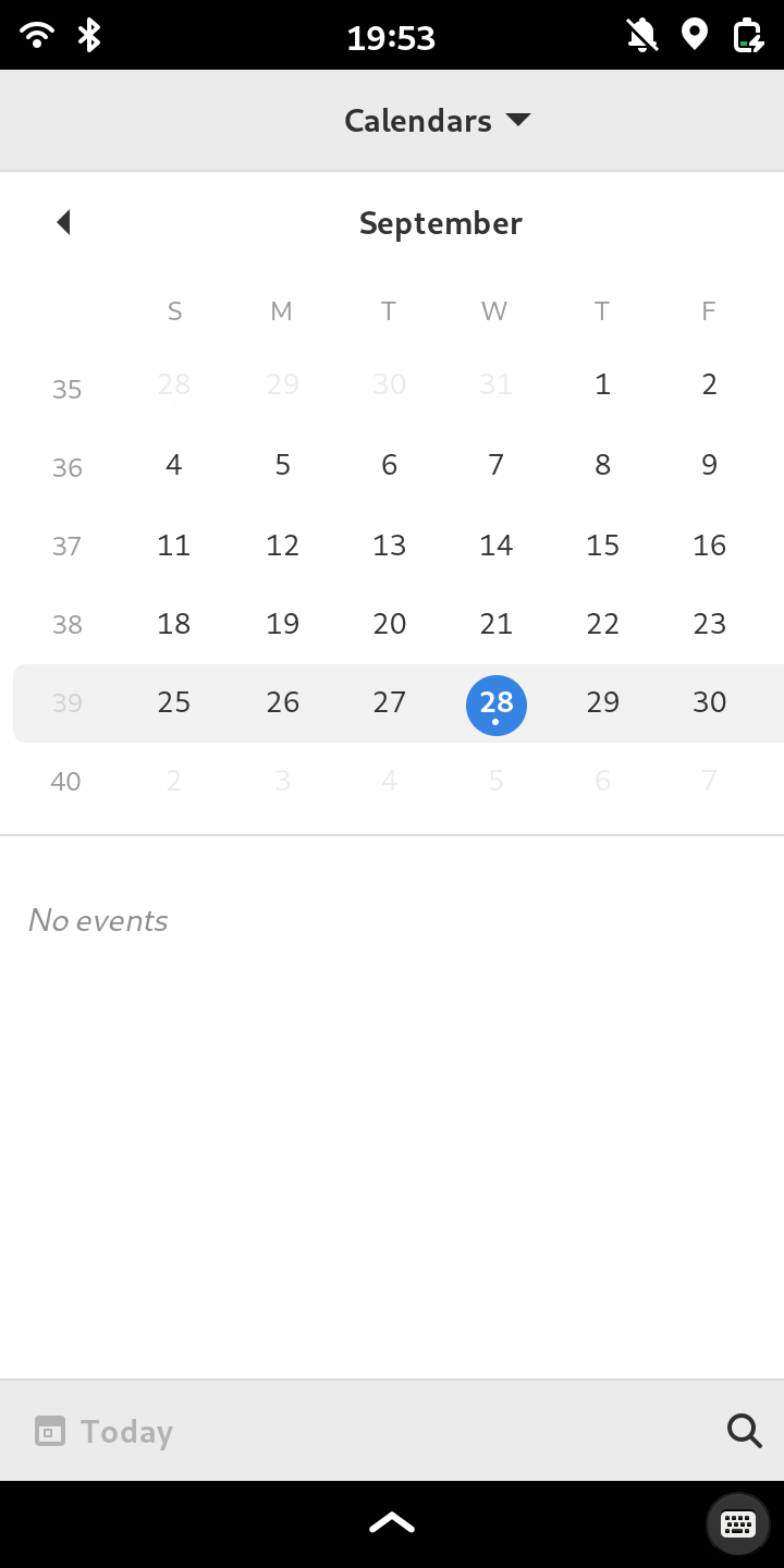 Screenshot of GNOME Calendar