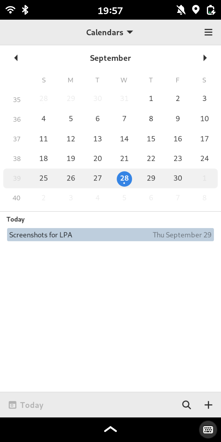 Screenshot of GNOME Calendar