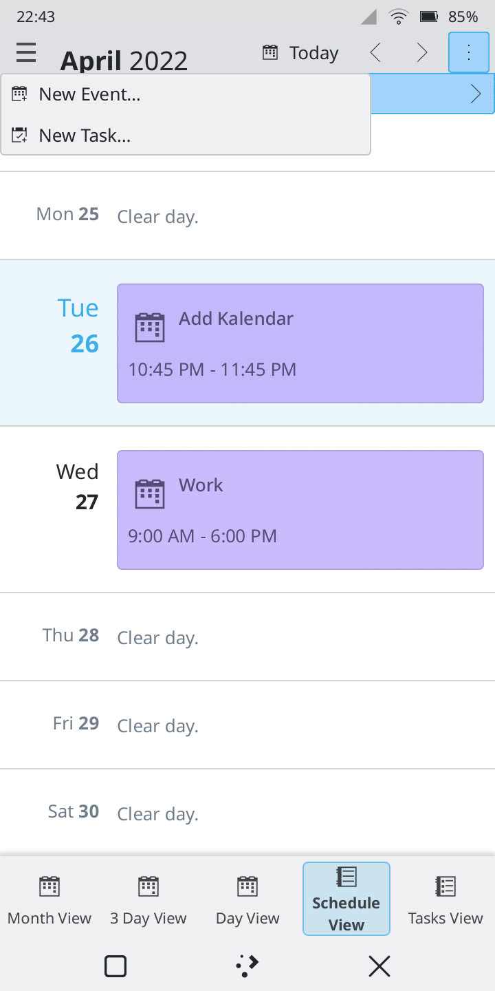Screenshot of Kalendar